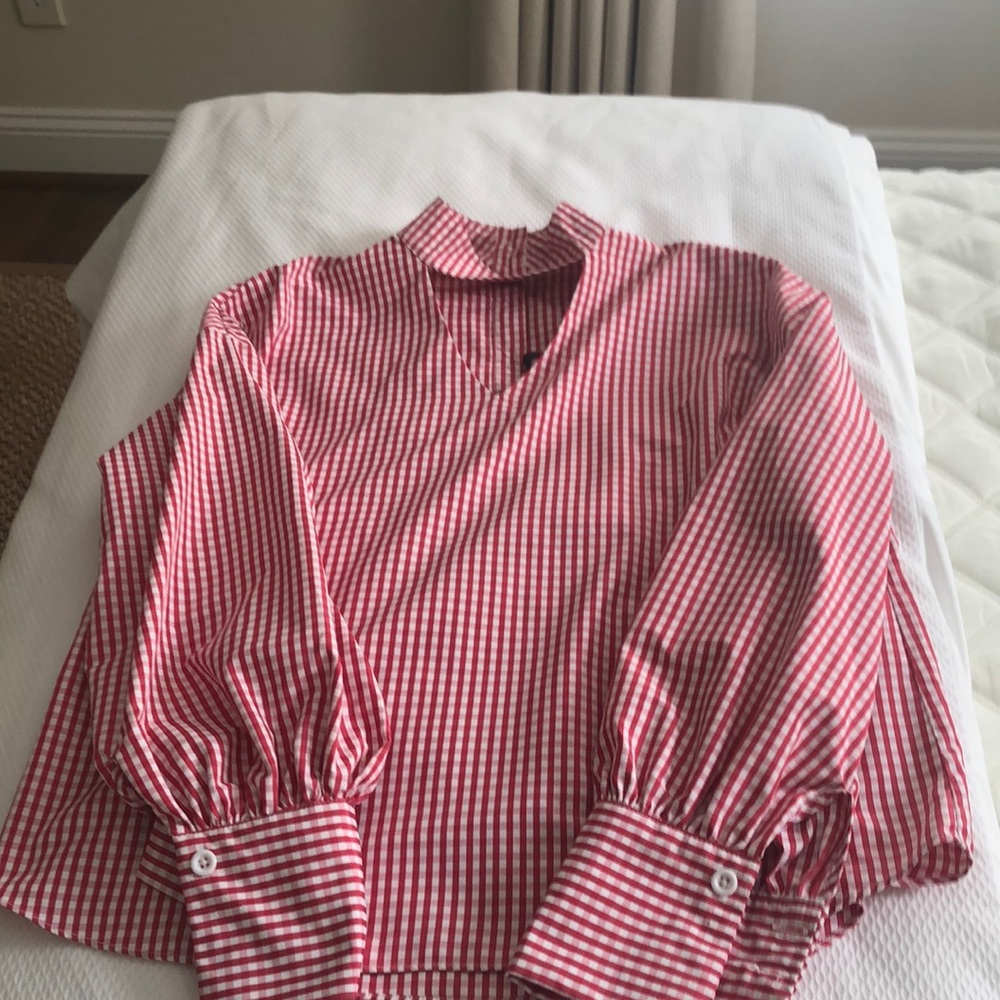 Red and white checked shirt